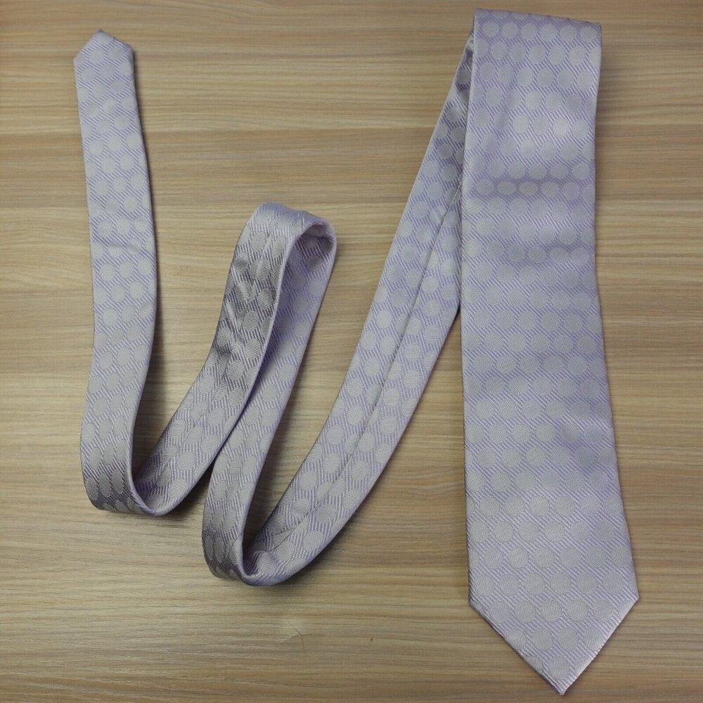 Gianni Neck Tie Mens Purple Solid Silk Luxury Dress Groom Atomic Circle‎ ITALY